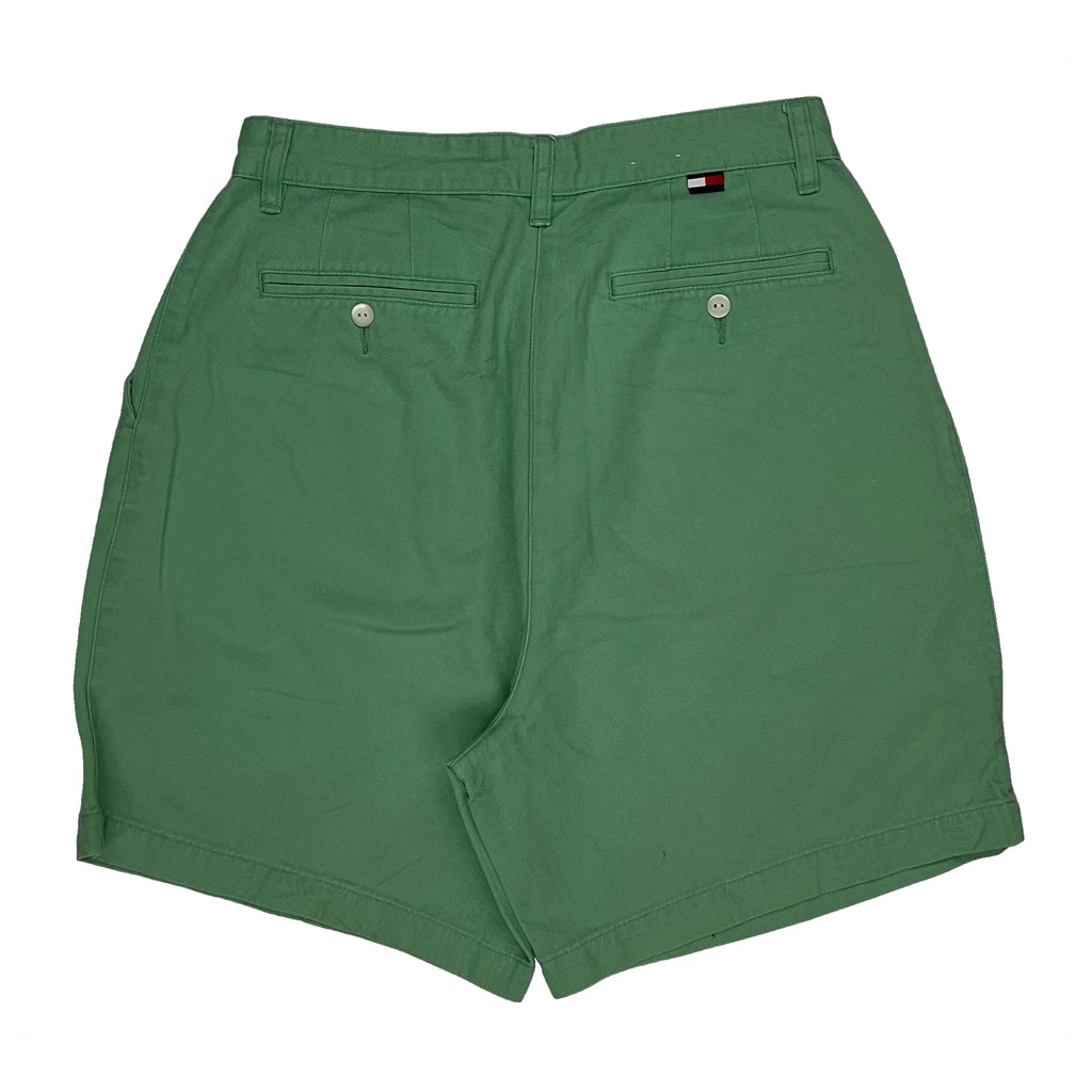 Tommy Hilfiger Pleated Chino Shorts - 27W UK 10 Green Cotton