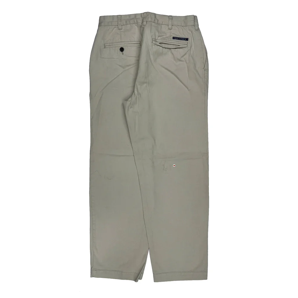Tommy Hilfiger Pleated Chinos - 30W 30L Beige Cotton