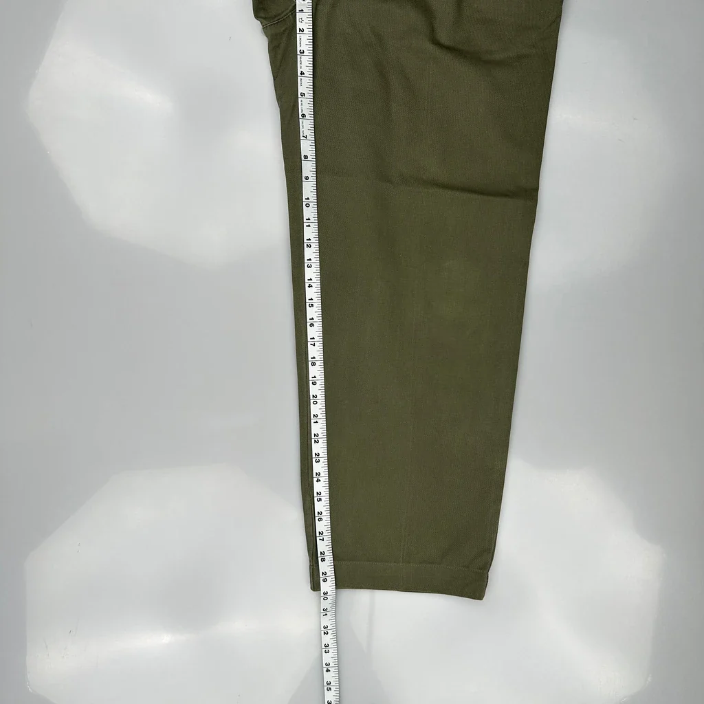 Tommy Hilfiger Wide Leg Pleated Chinos - 38W 30L Green Cotton - Image 5