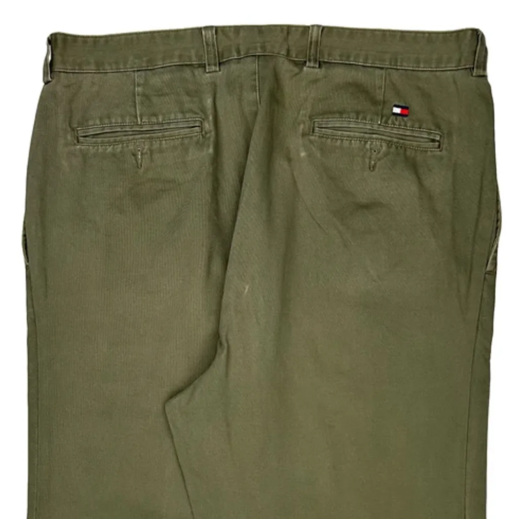 Tommy Hilfiger Wide Leg Pleated Chinos - 38W 30L Green Cotton - Image 7