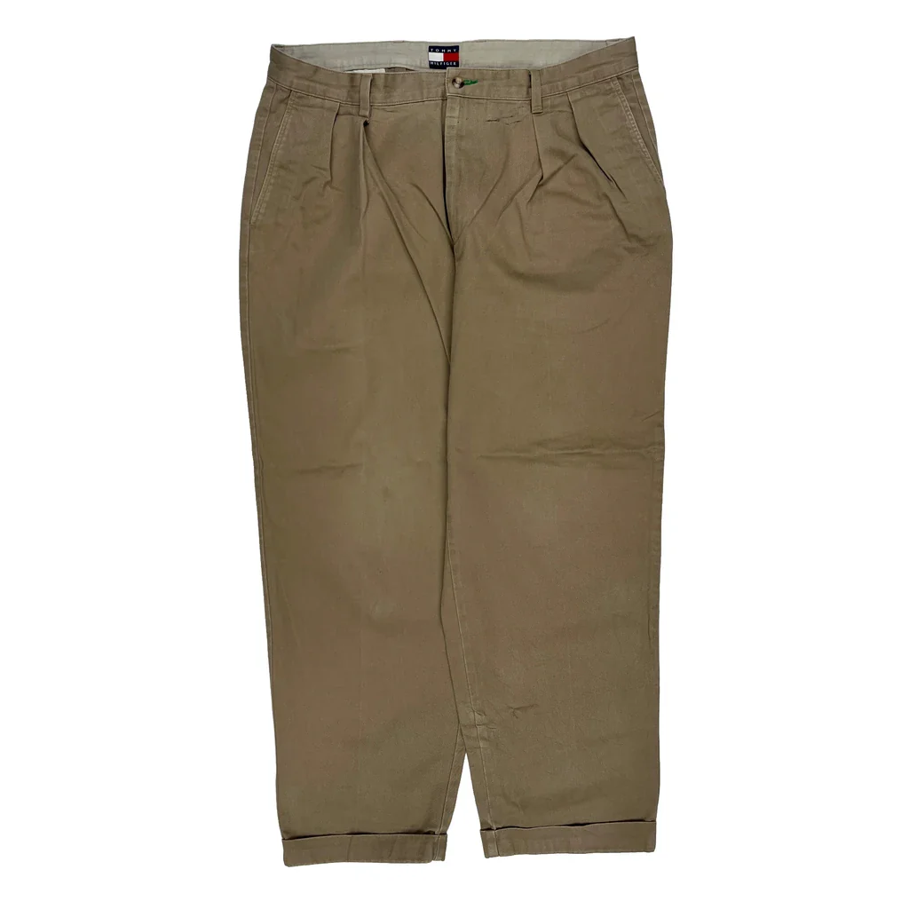 Tommy Hilfiger Pleated Chinos - 36W 29L Khaki Cotton