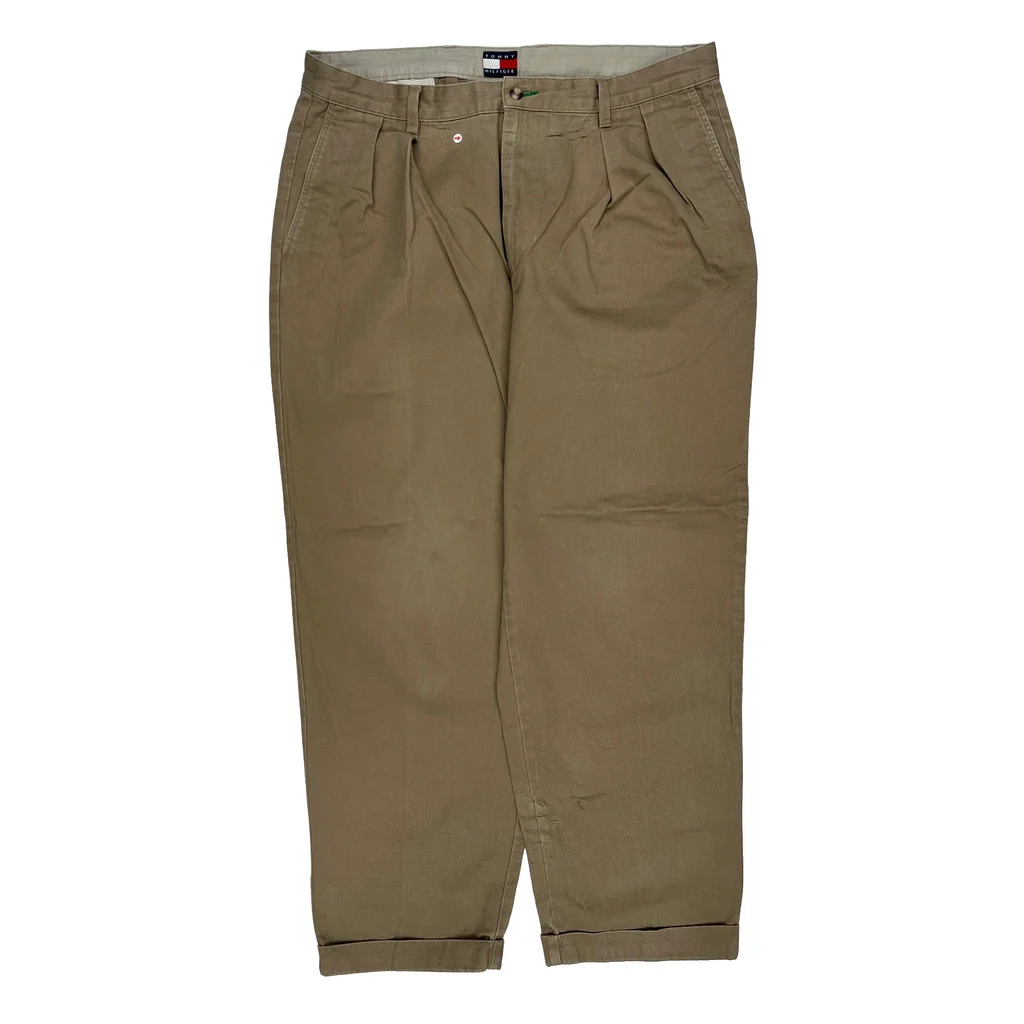 Tommy Hilfiger Pleated Chinos - 36W 29L Khaki Cotton - Image 2
