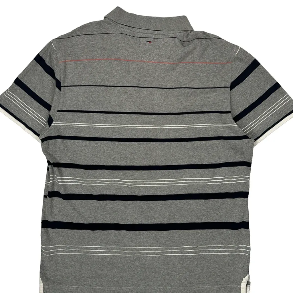 Tommy Hilfiger Denim Striped Polo Shirt - XL Grey Cotton - Image 8