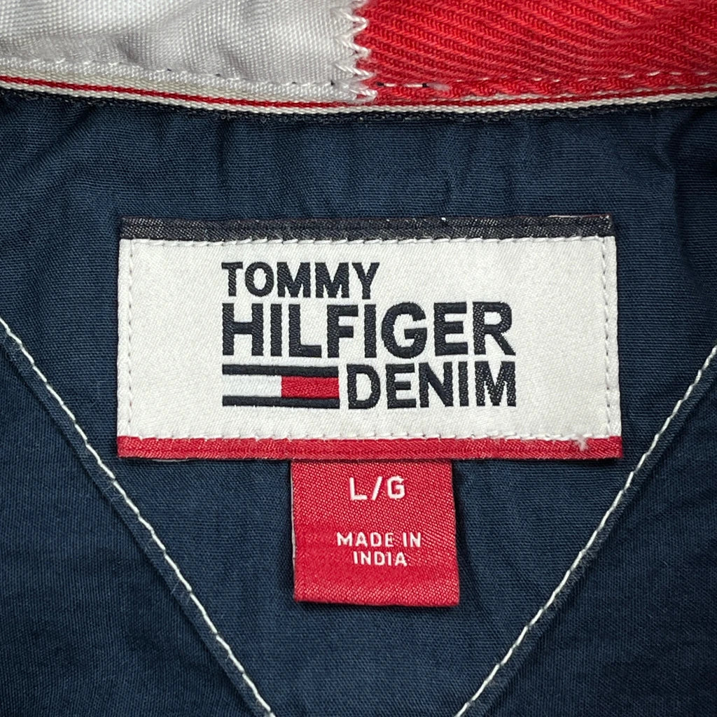 Tommy Hilfiger Denim Spellout Short Sleeve Shirt - Large Blue Cotton - Image 3
