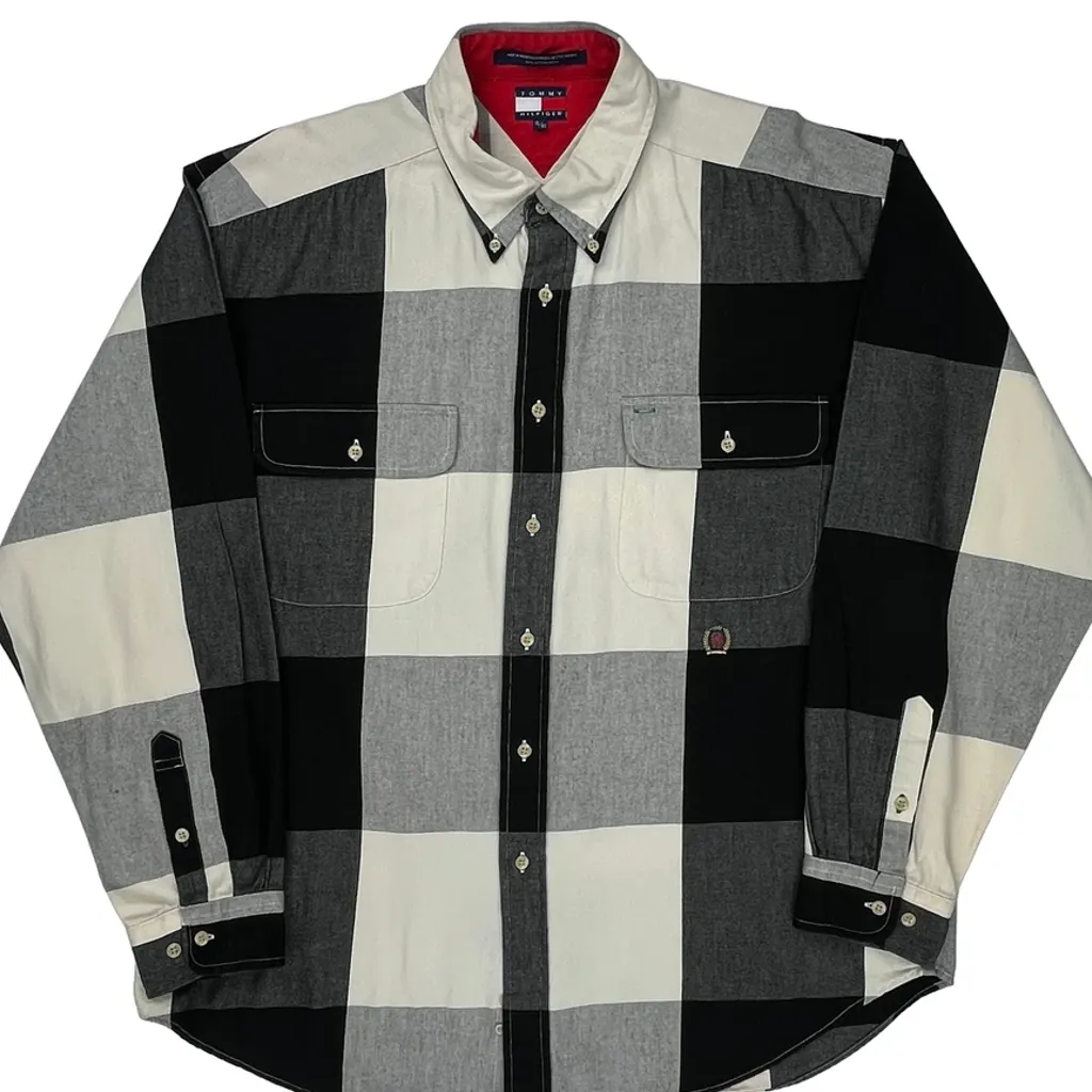 Tommy Hilfiger Checked Flannel Shirt - XL Black & White Cotton - Image 5