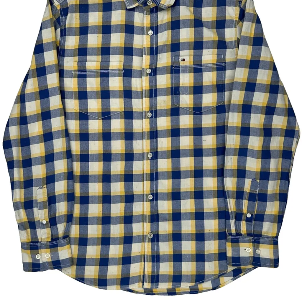 Tommy Hilfiger Checked Flannel Shirt - Large Blue Cotton - Image 4