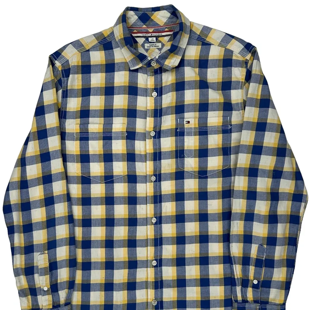 Tommy Hilfiger Checked Flannel Shirt - Large Blue Cotton - Image 5