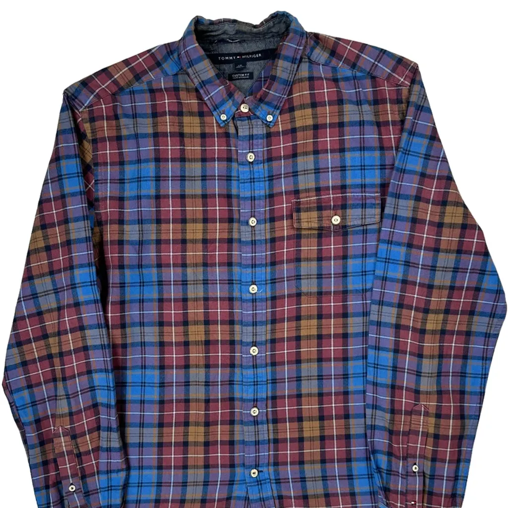 Tommy Hilfiger Checked Flannel Shirt - Large Multicoloured Cotton - Image 5