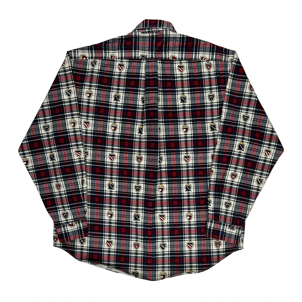 Tommy Hilfiger Checked Flannel Shirt - Large Red Cotton - Image 2