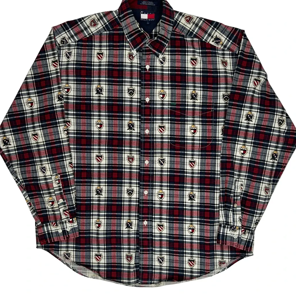 Tommy Hilfiger Checked Flannel Shirt - Large Red Cotton - Image 4