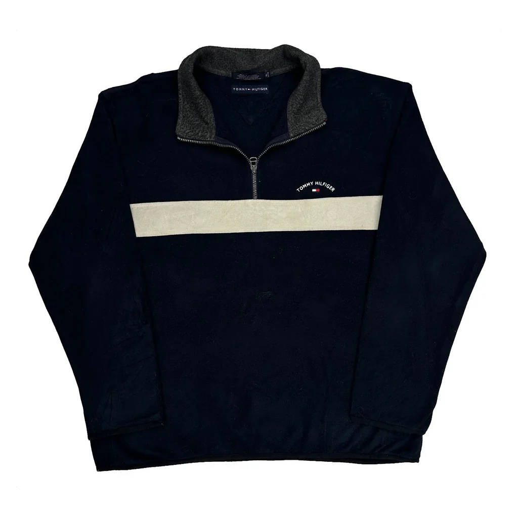 Tommy Hilfiger Striped Fleece - XL Navy Polyester