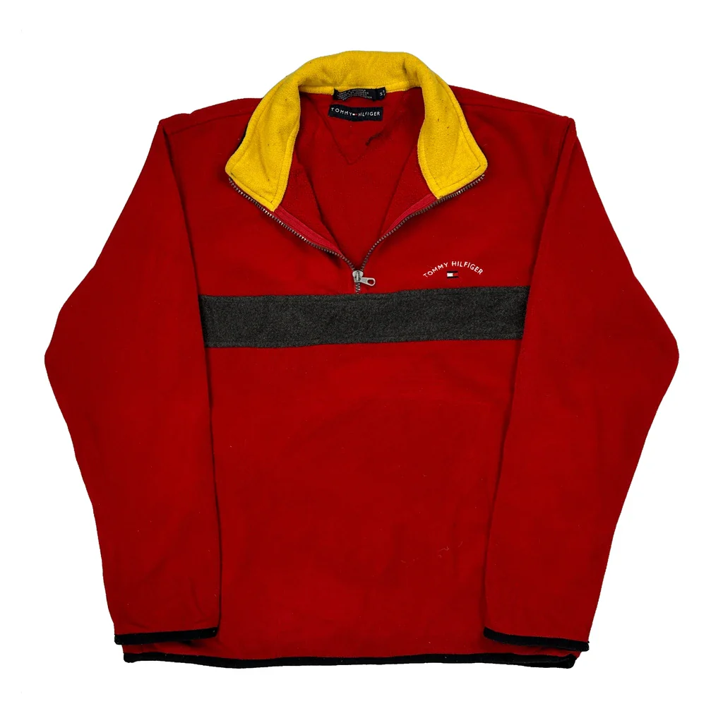 Tommy Hilfiger Collared Fleece - Medium Red Polyester