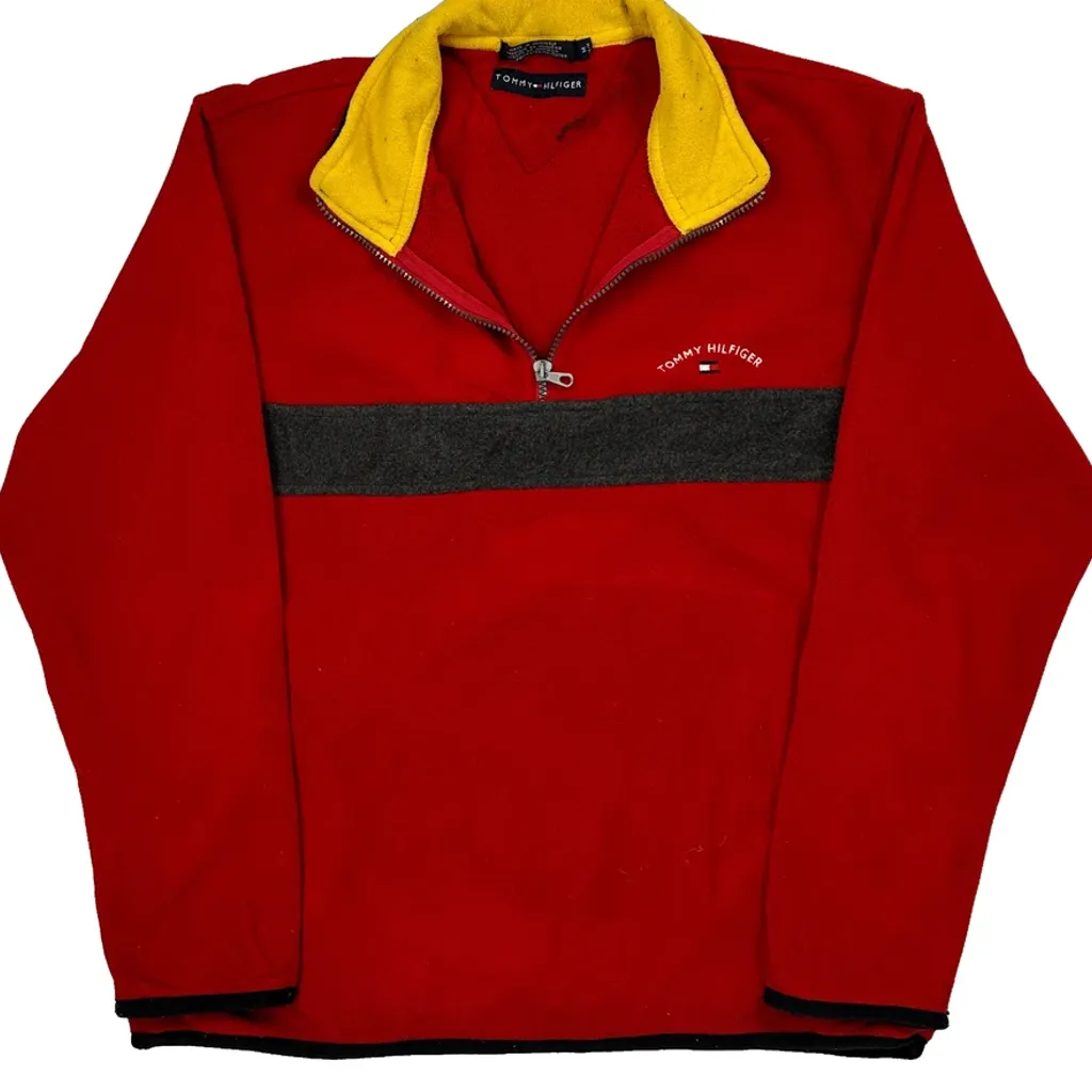 Tommy Hilfiger Collared Fleece - Medium Red Polyester - Image 4