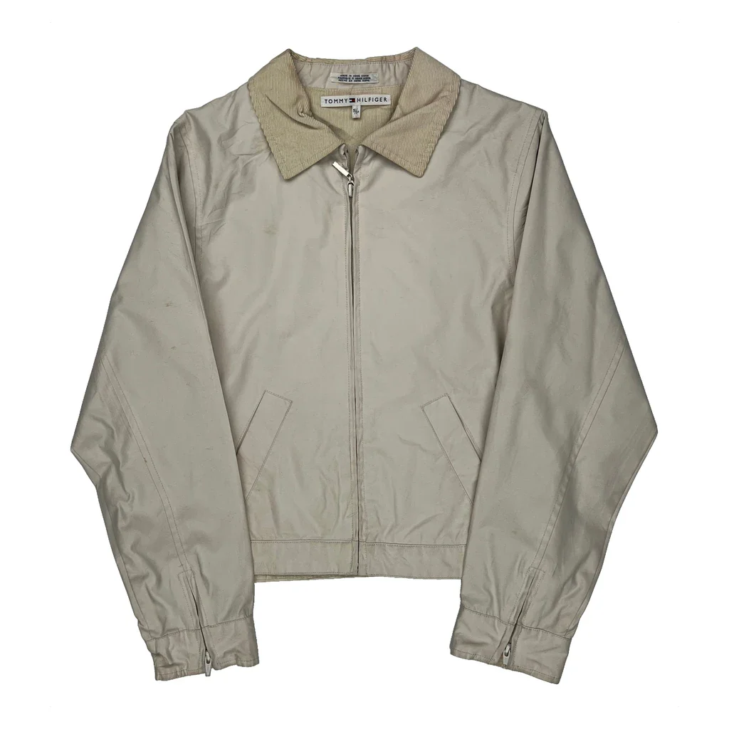 Tommy Hilfiger Cropped Harrington Jacket - Small Beige Cotton