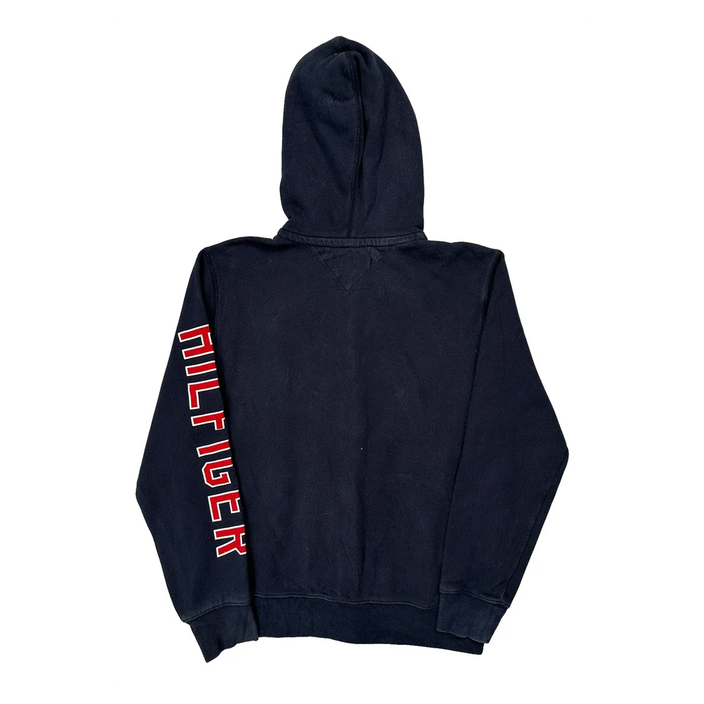 Tommy Hilfiger Spellout Hoodie - Medium Navy Cotton - Image 2