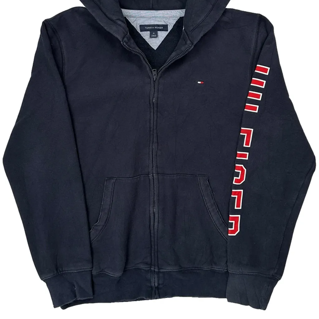 Tommy Hilfiger Spellout Hoodie - Medium Navy Cotton - Image 4