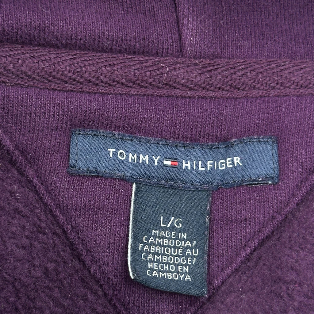 Tommy Hilfiger Spellout Hoodie - Large Purple Cotton - Image 3