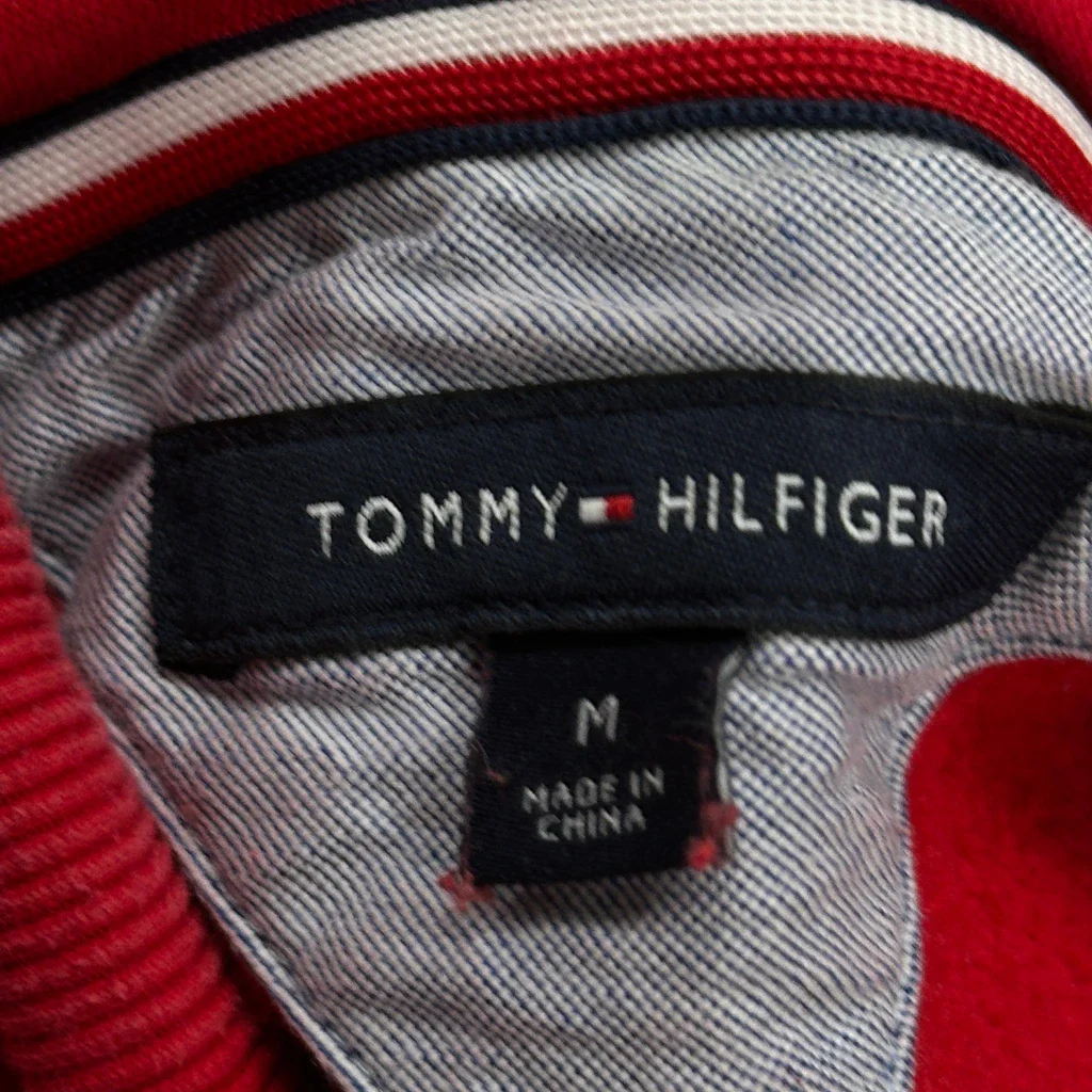 Tommy Hilfiger Spellout Hoodie - Medium Red Cotton - Image 3