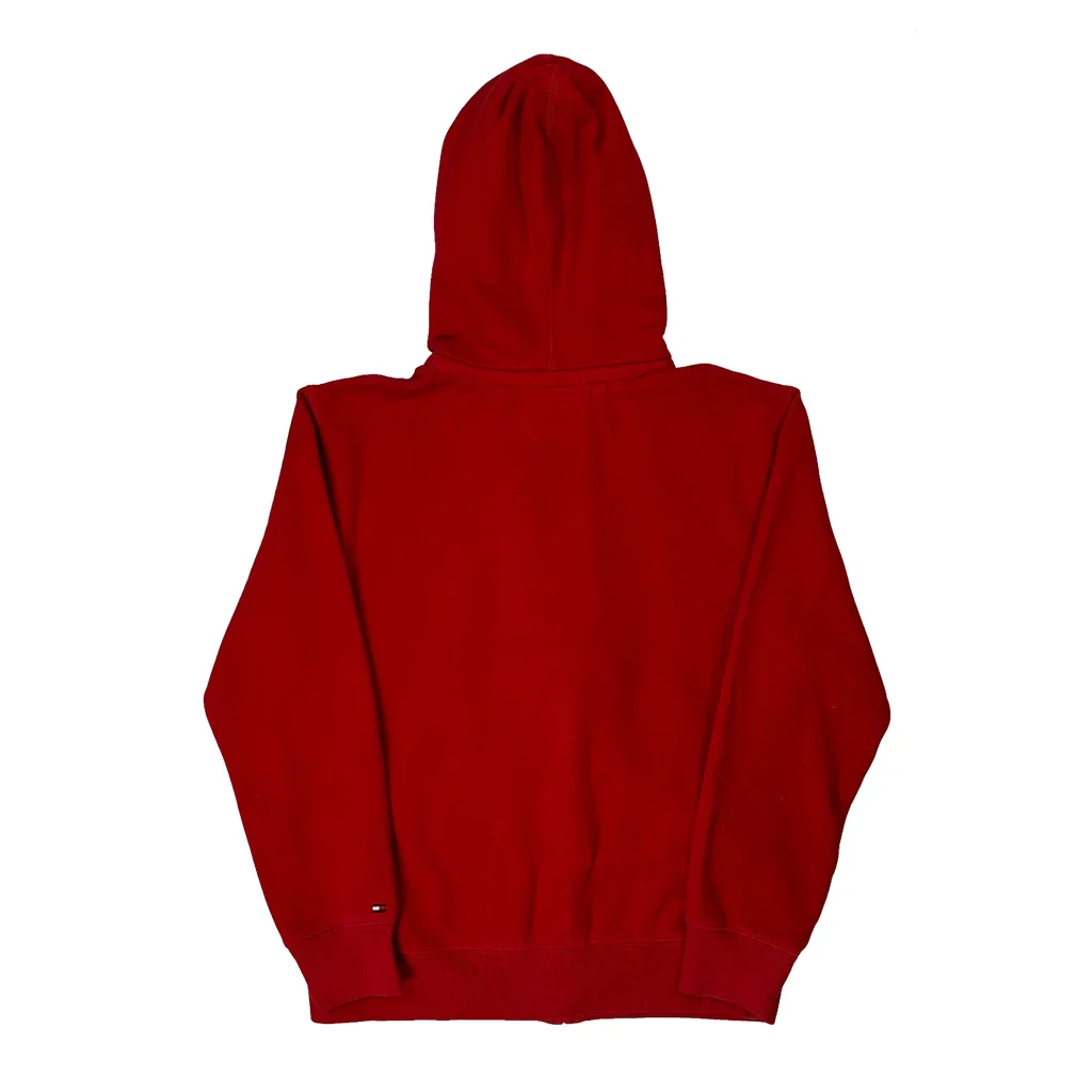 Tommy Hilfiger Spellout Hoodie - Medium Red Cotton - Image 2