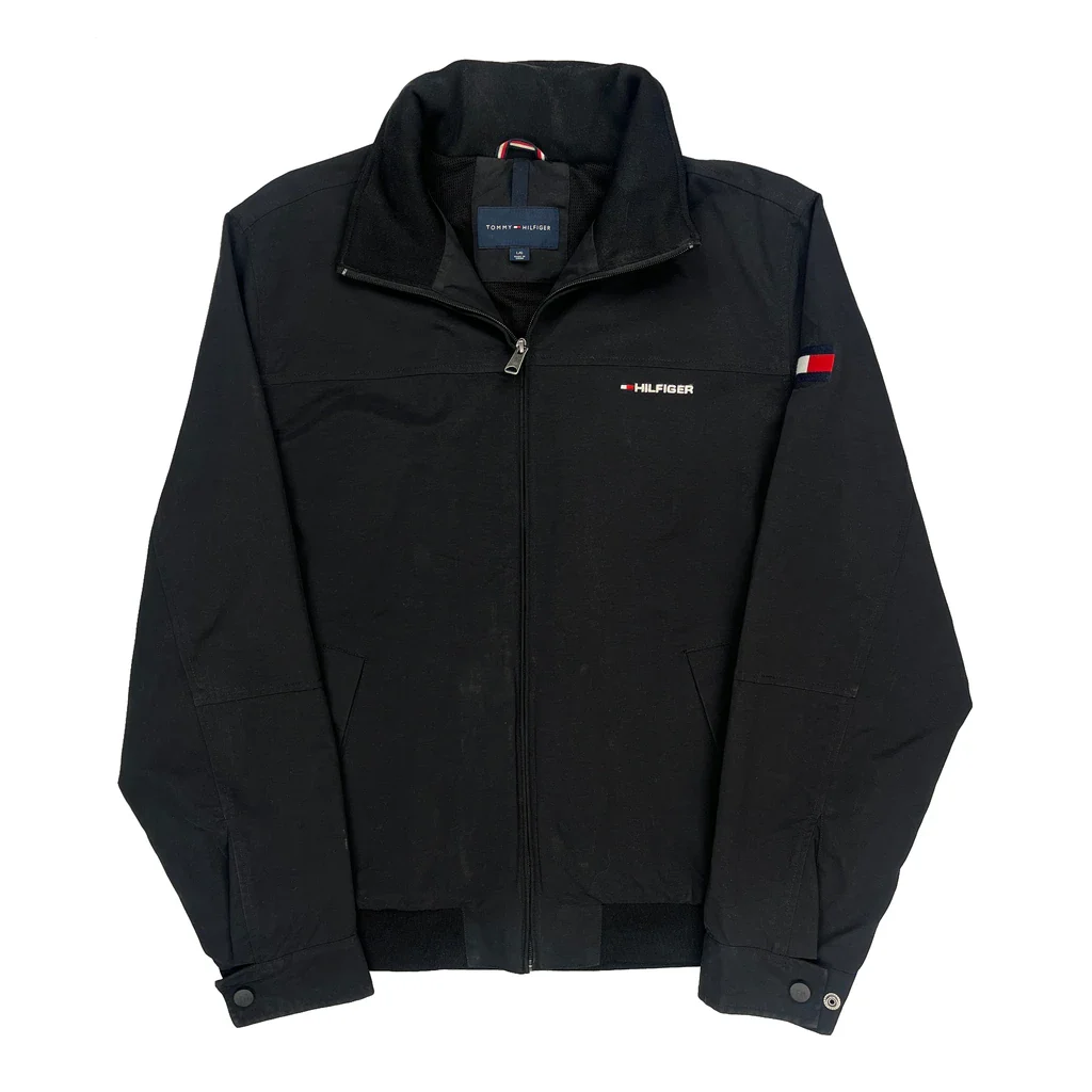 Tommy Hilfiger Spellout Jacket - Large Black Polyester
