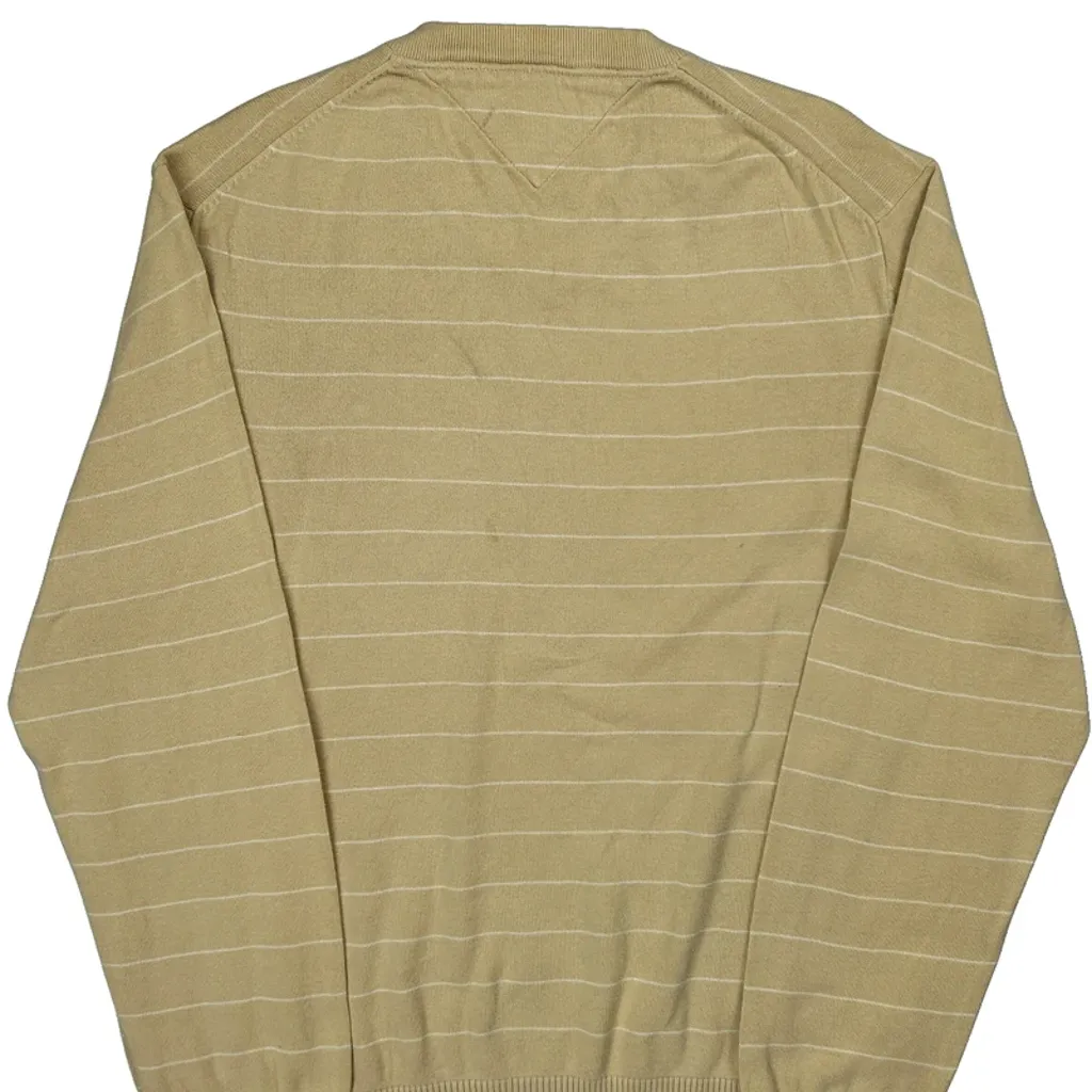 Tommy Hilfiger Striped Jumper - XL Beige Cotton - Image 7