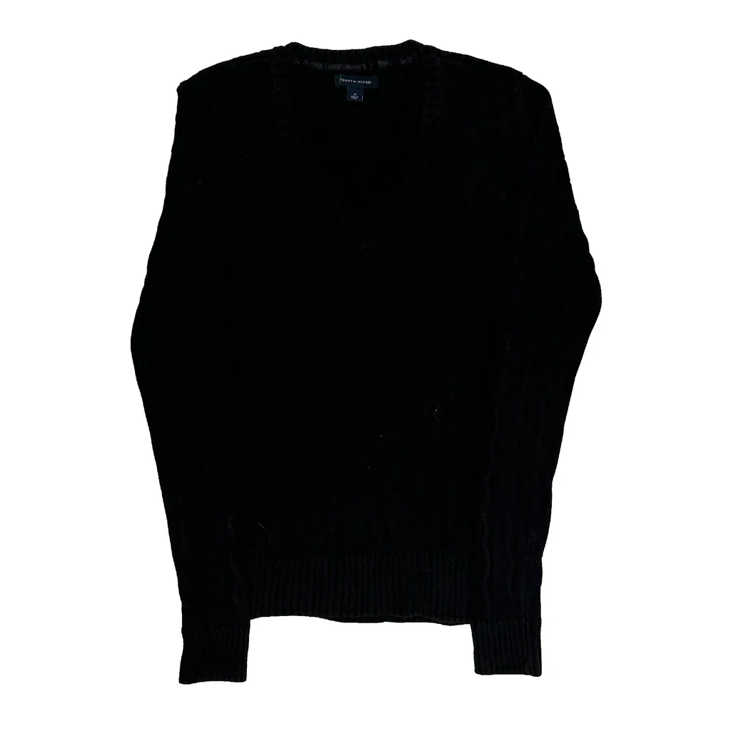 Tommy Hilfiger V-Neck Jumper - Medium Black Wool