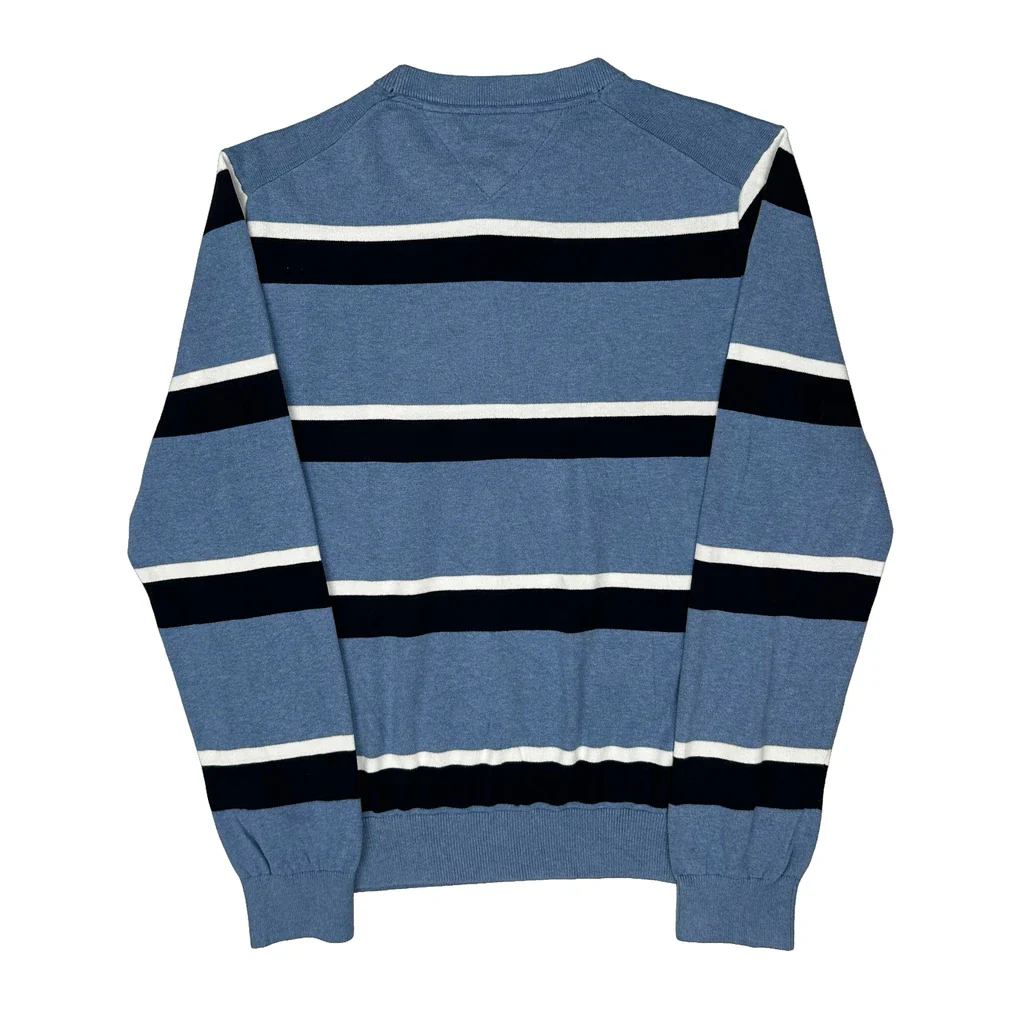 Tommy Hilfiger Striped Jumper - Large Blue Cotton - Image 2