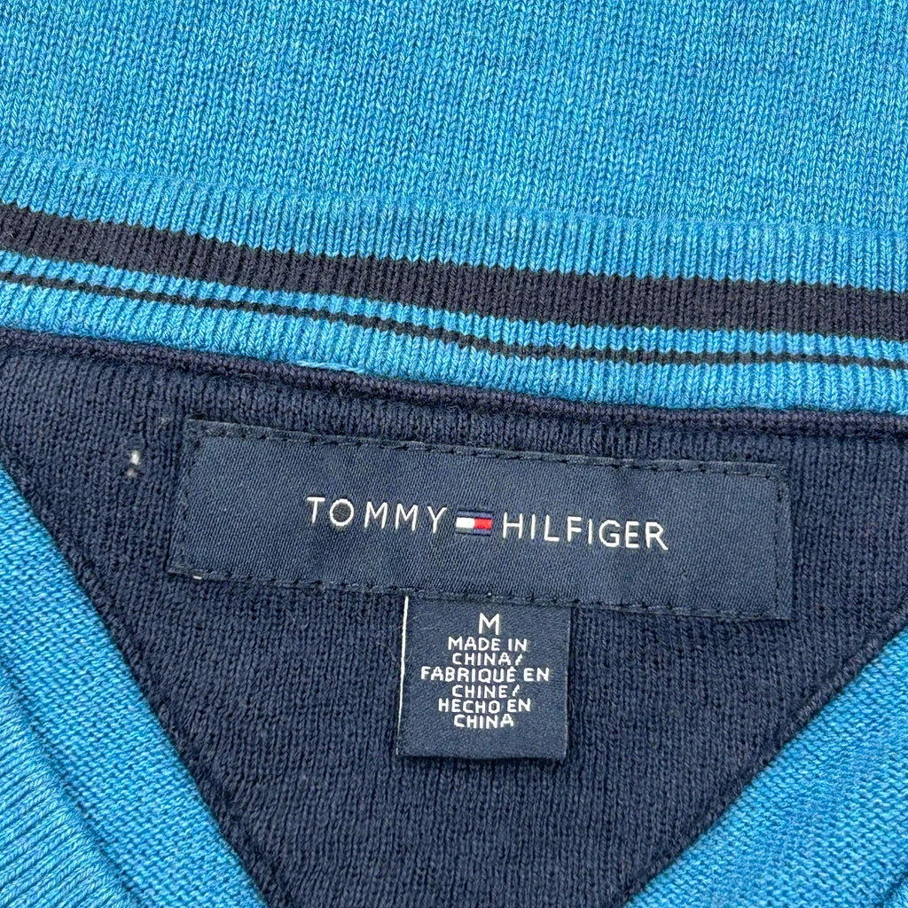 Tommy Hilfiger V-Neck Jumper - Medium Blue Cotton - Image 3