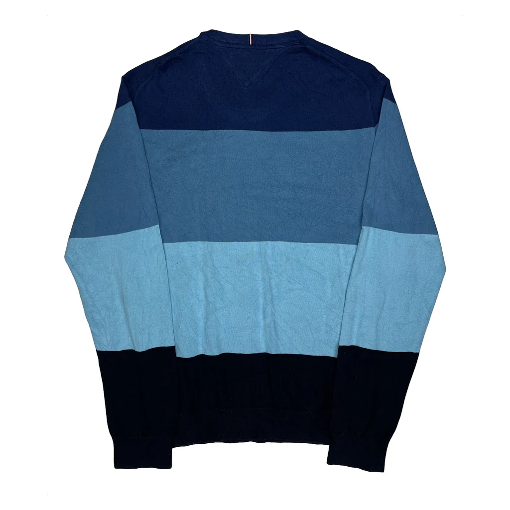 Tommy Hilfiger Striped Jumper - XL Blue Cotton - Image 2