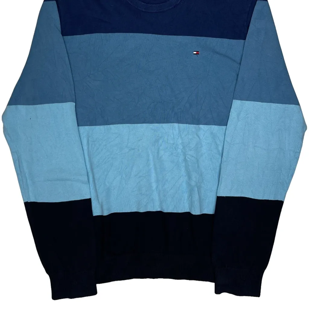 Tommy Hilfiger Striped Jumper - XL Blue Cotton - Image 5