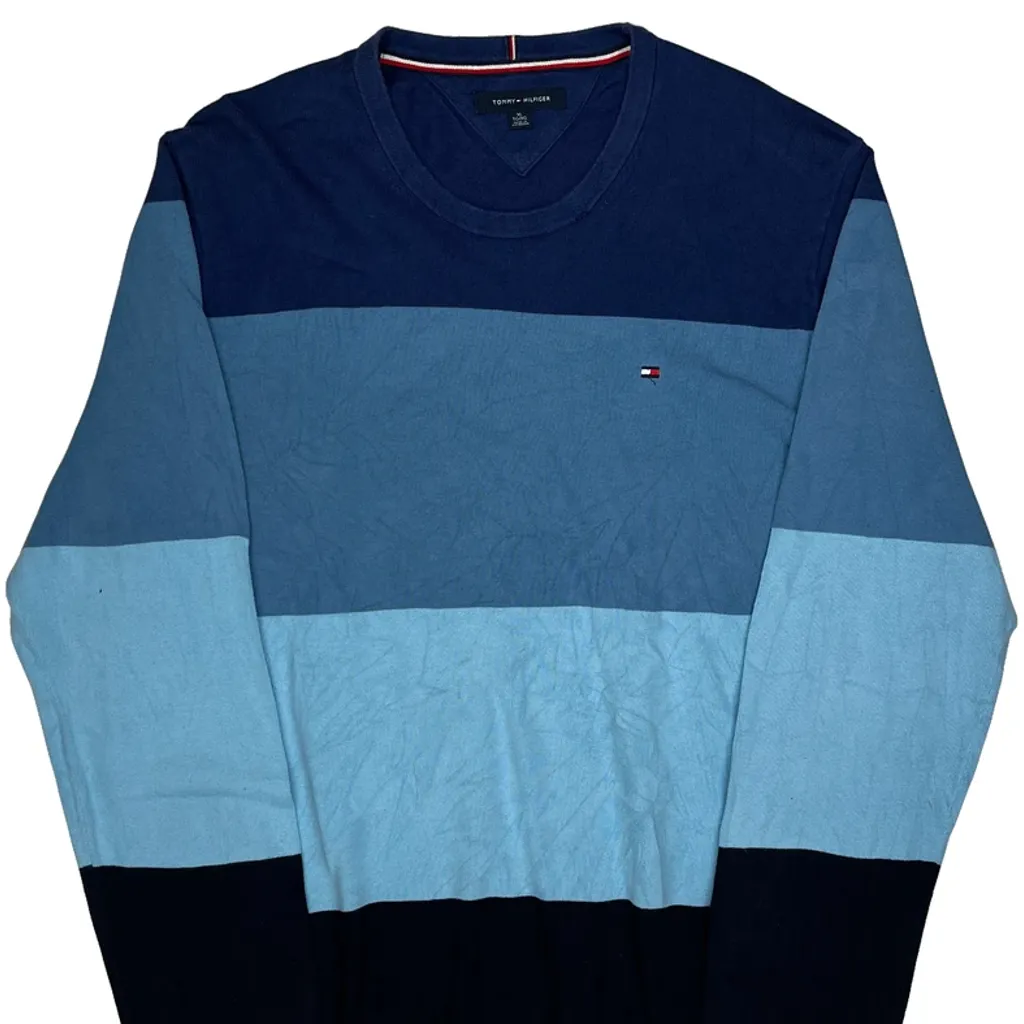 Tommy Hilfiger Striped Jumper - XL Blue Cotton - Image 6