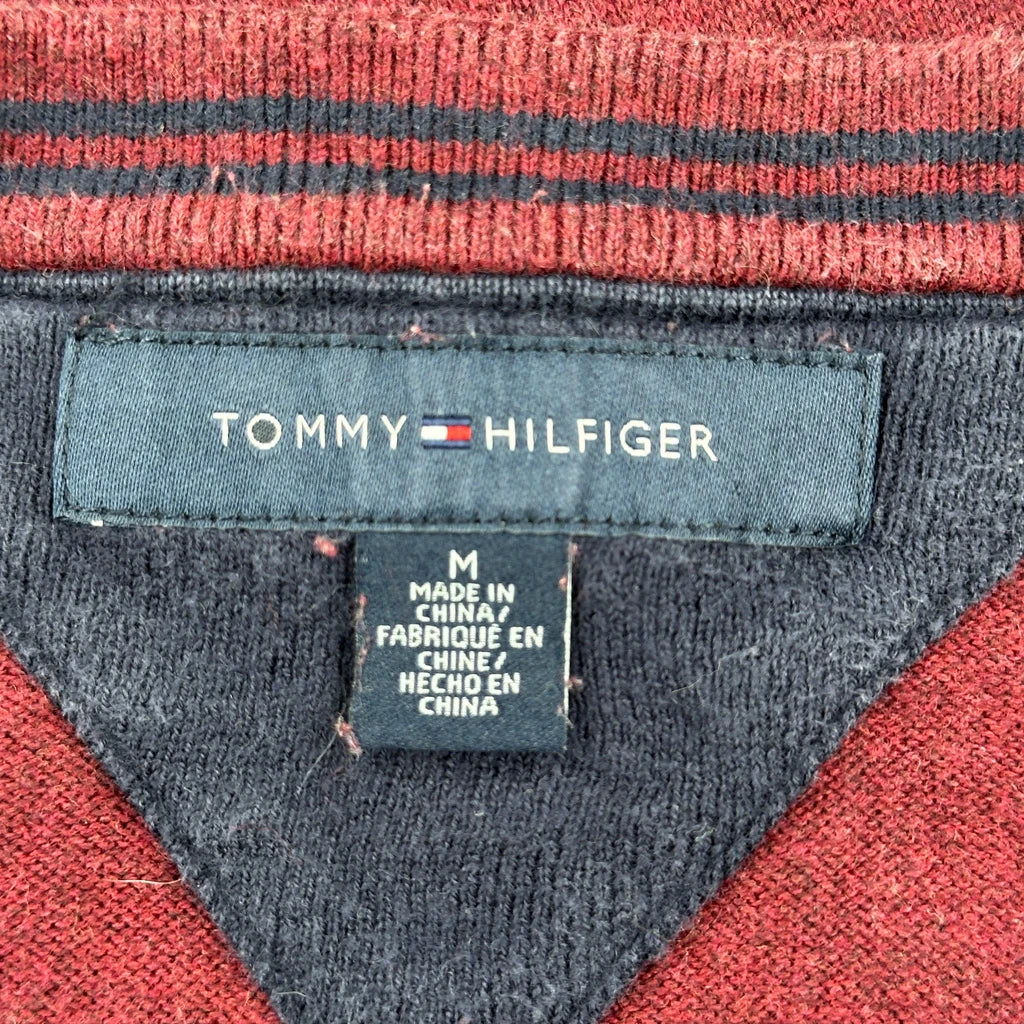 Tommy Hilfiger Striped Jumper - Medium Burgundy Cotton - Image 3