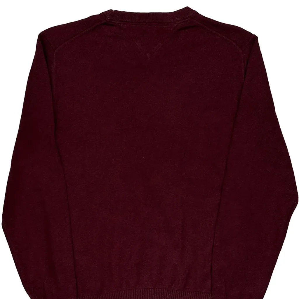 Tommy Hilfiger Striped Jumper - Medium Burgundy Cotton - Image 6