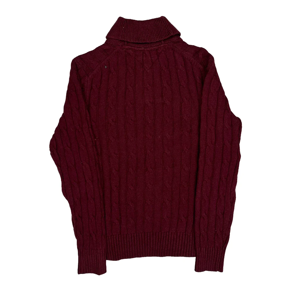 Tommy Hilfiger Jumper - Small Burgundy Cotton Blend - Image 2
