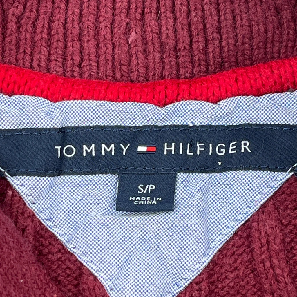 Tommy Hilfiger Jumper - Small Burgundy Cotton Blend - Image 3