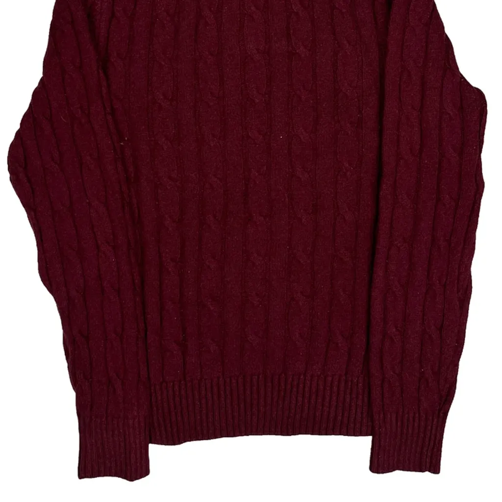 Tommy Hilfiger Jumper - Small Burgundy Cotton Blend - Image 7