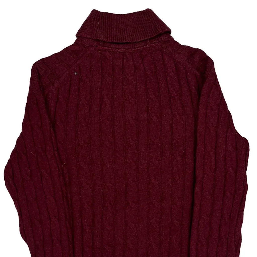 Tommy Hilfiger Jumper - Small Burgundy Cotton Blend - Image 8