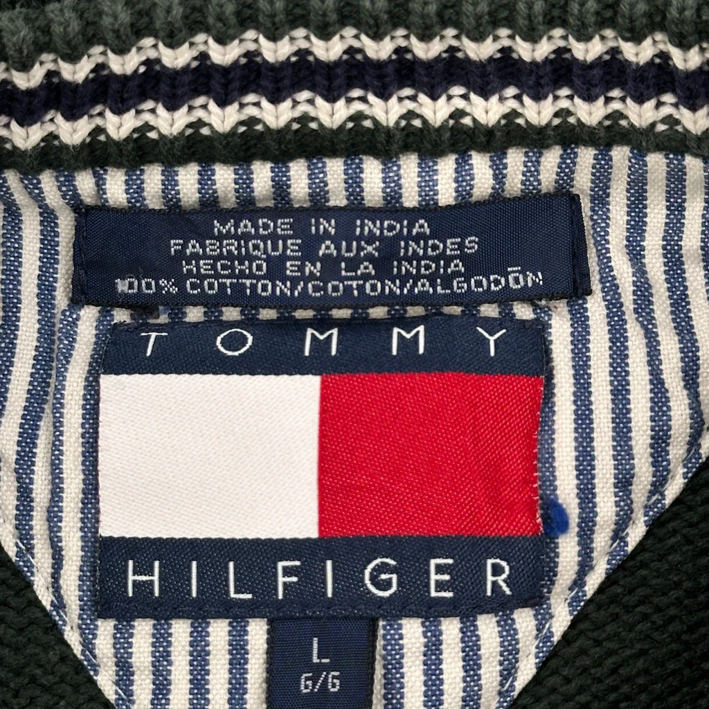 Tommy Hilfiger Jumper - Large Green Cotton - Image 3
