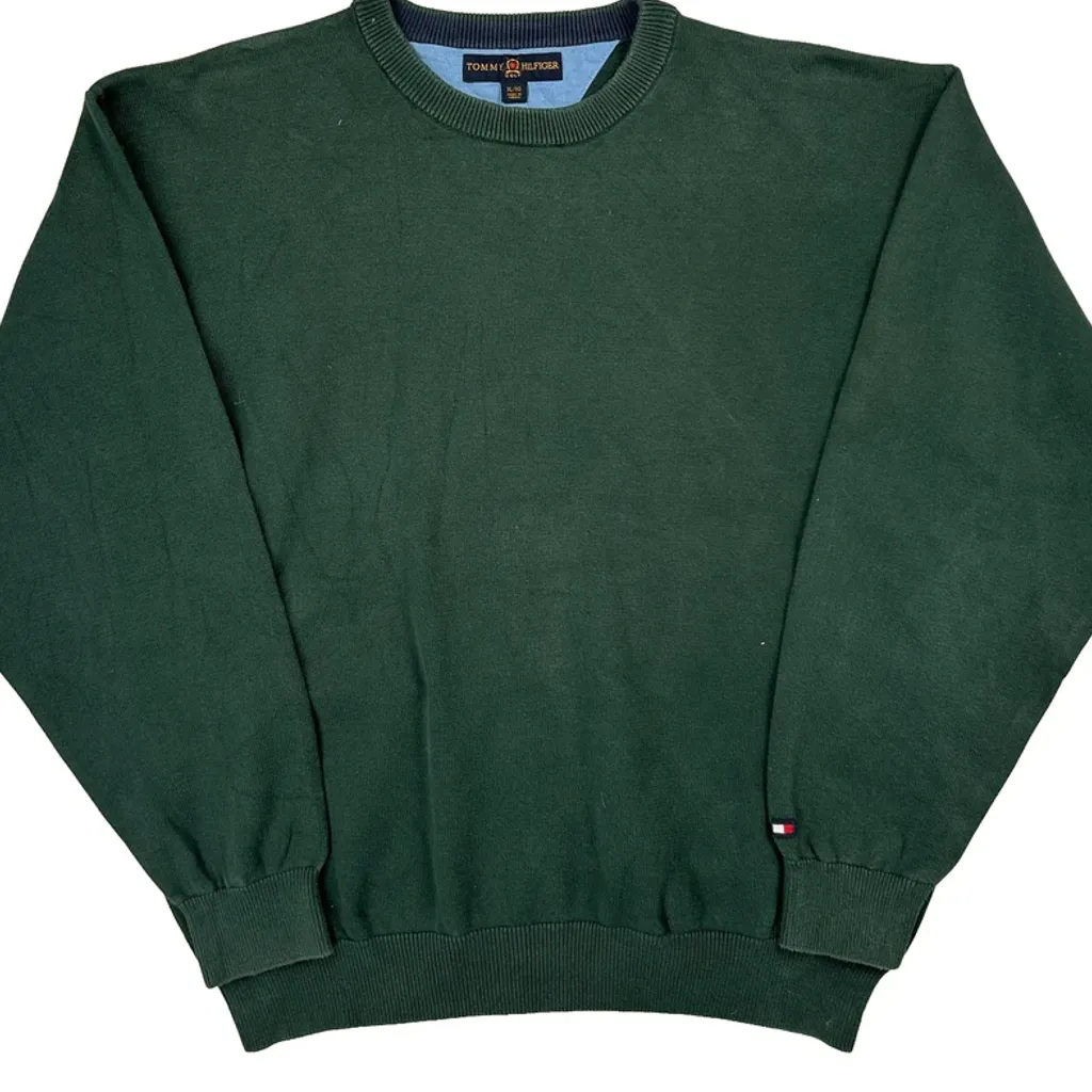 Tommy Hilfiger Jumper - XL Green Cotton - Image 4