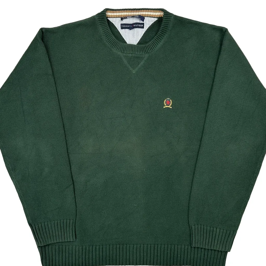Tommy Hilfiger Jumper - XL Green Cotton - Image 5
