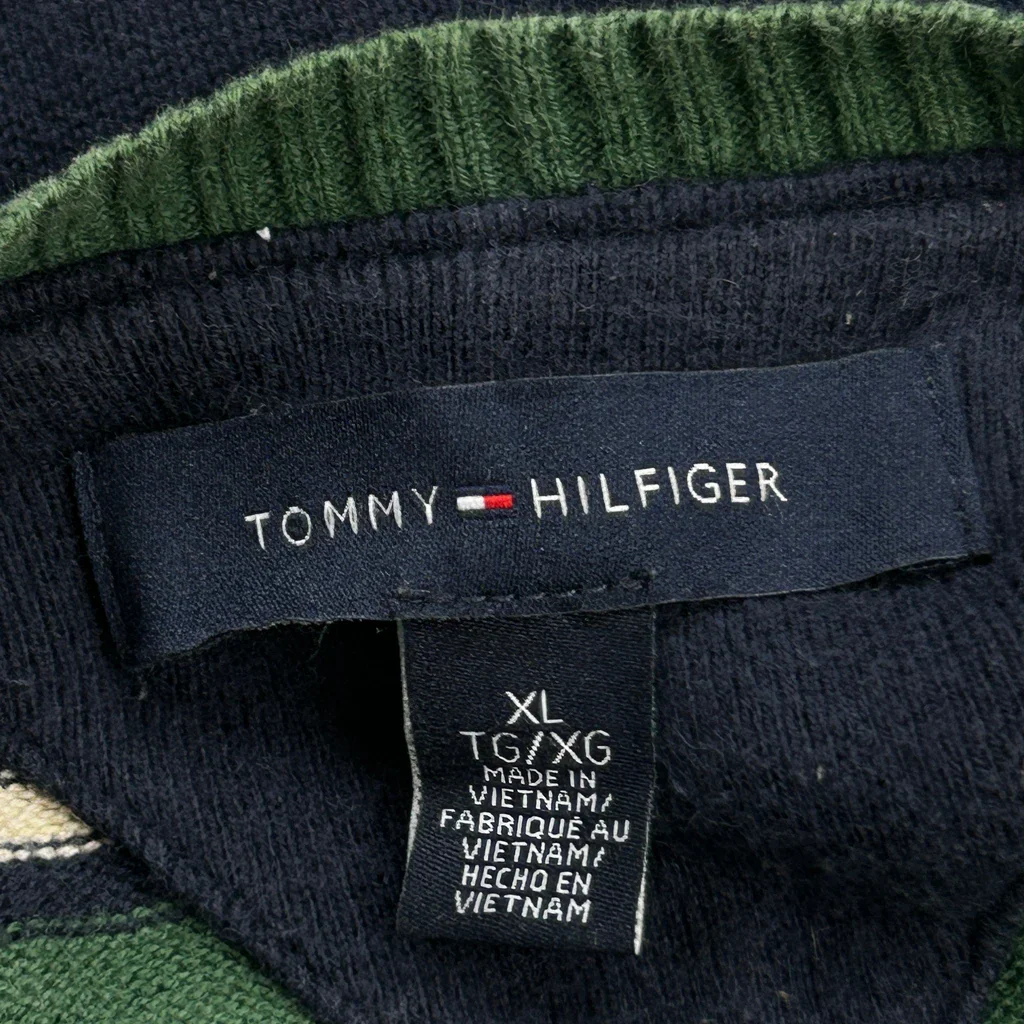 Tommy Hilfiger Striped Jumper - XL Green Cotton - Image 3