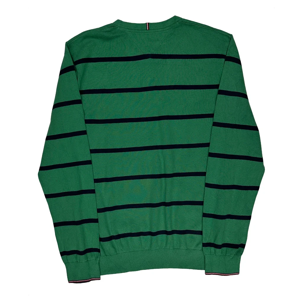 Tommy Hilfiger Striped Jumper - XL Green Cotton - Image 2
