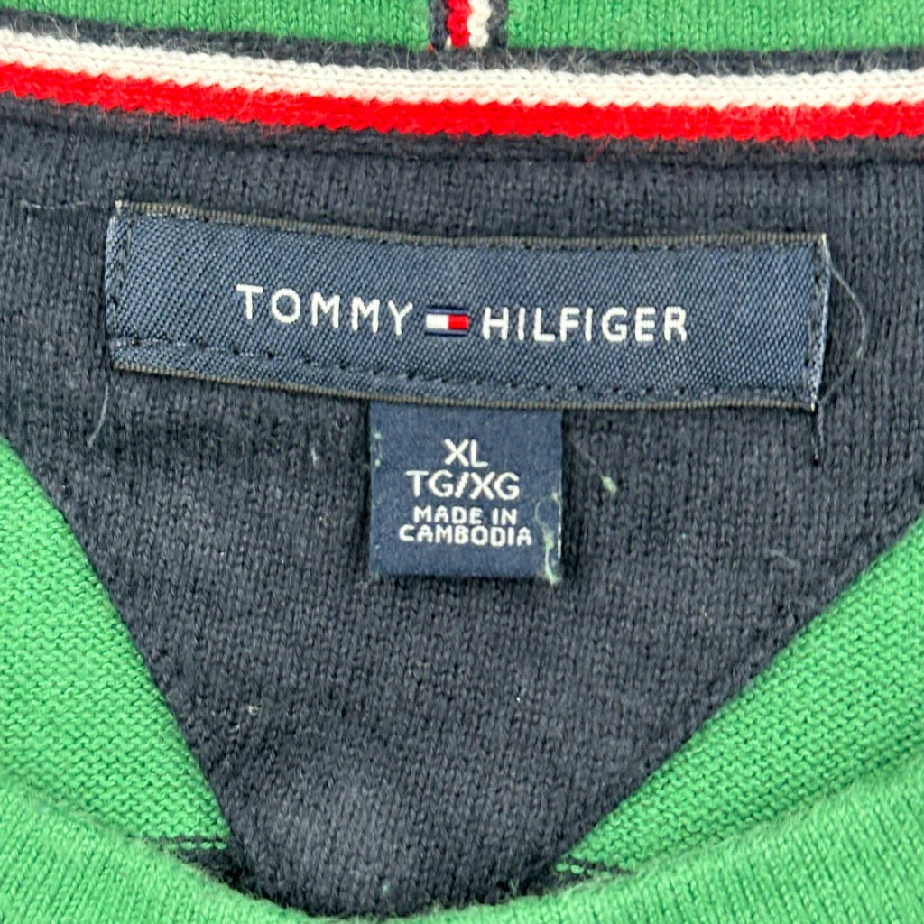 Tommy Hilfiger Striped Jumper - XL Green Cotton - Image 3