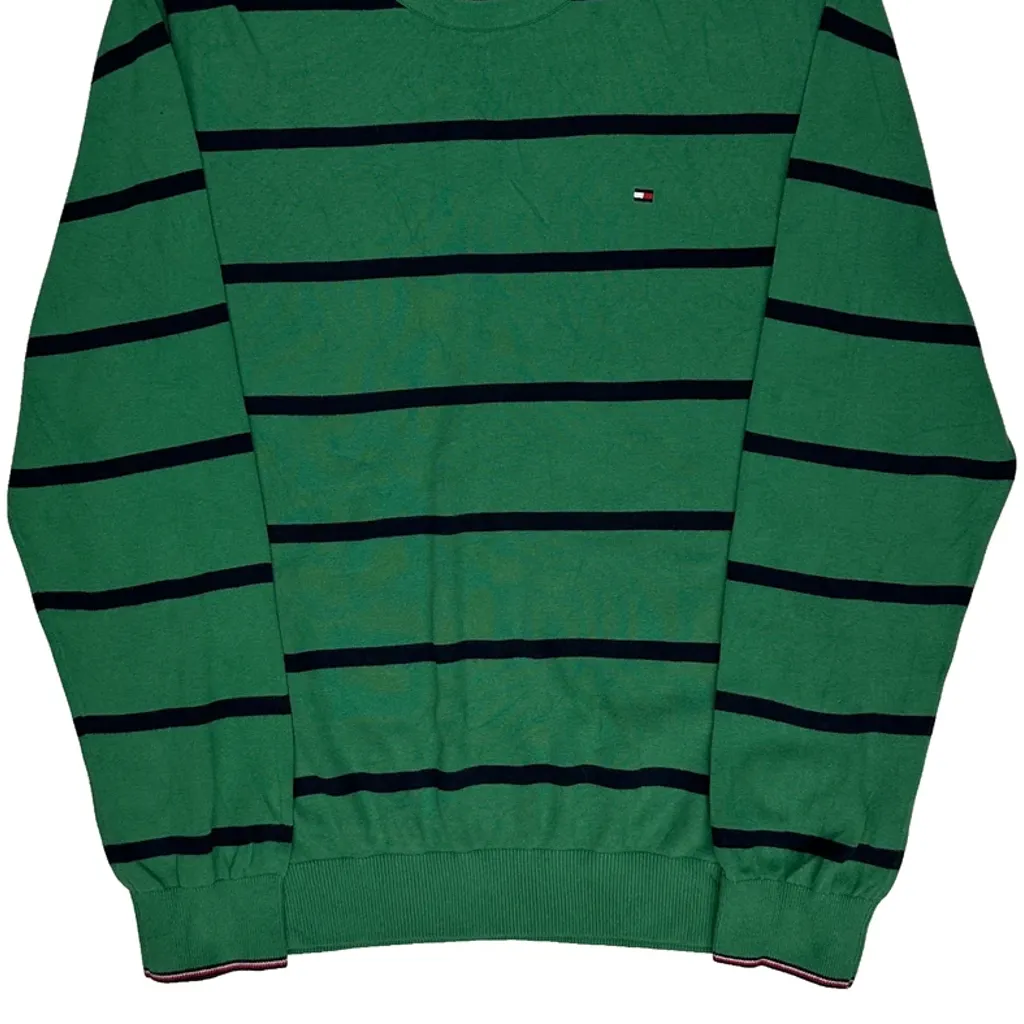 Tommy Hilfiger Striped Jumper - XL Green Cotton - Image 4