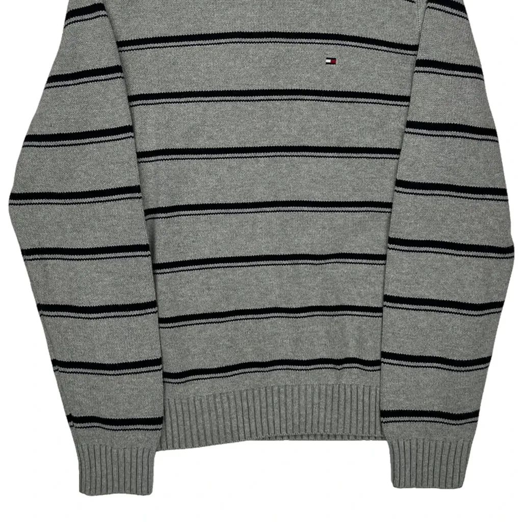 Tommy Hilfiger Striped Jumper - Medium Grey Cotton - Image 5