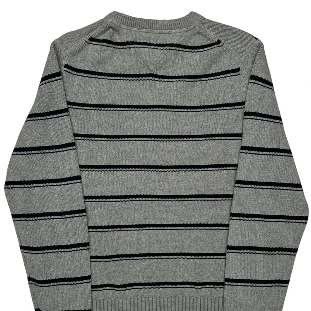 Tommy Hilfiger Striped Jumper - Medium Grey Cotton - Image 7