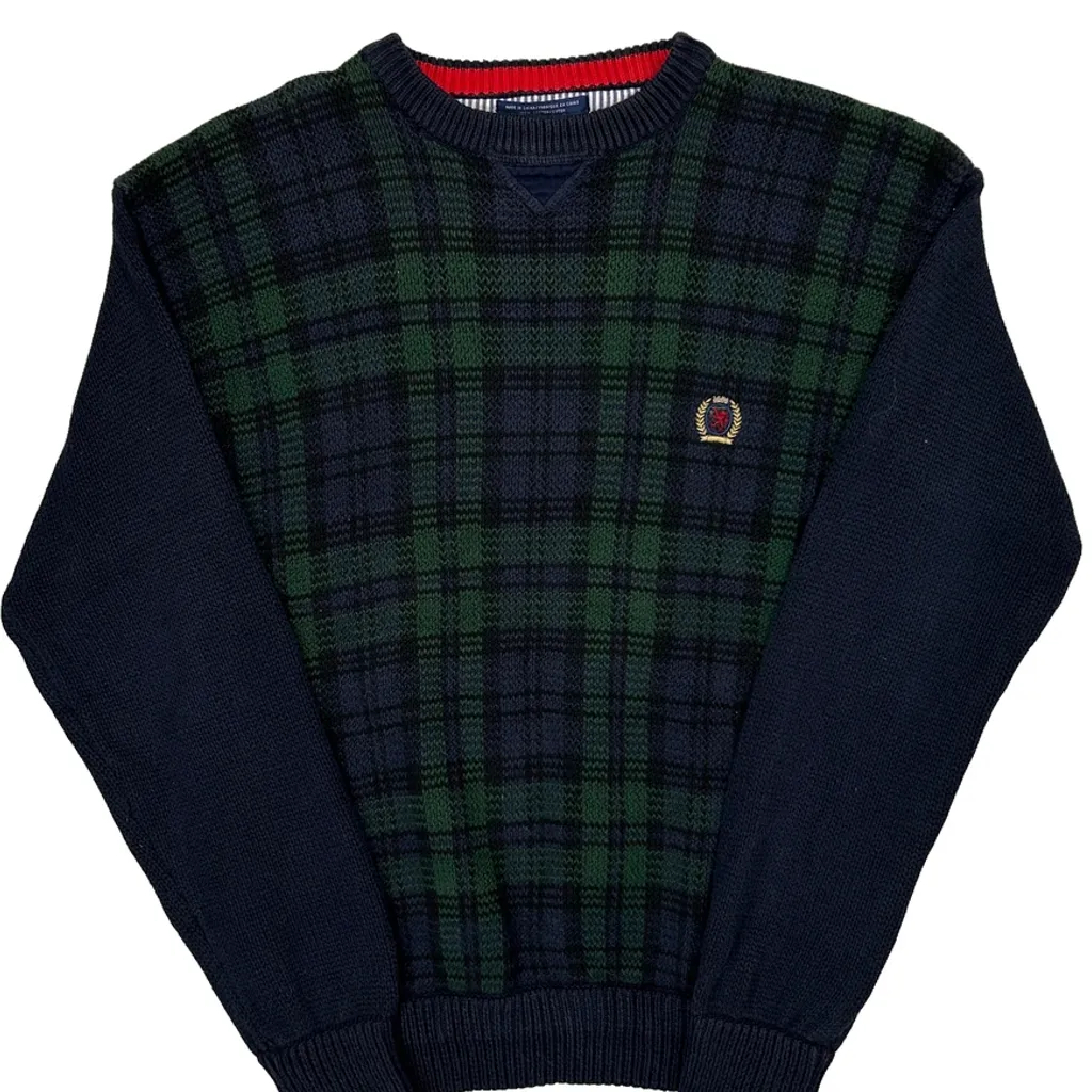 Tommy Hilfiger Checked Jumper - Large Navy Cotton - Image 5