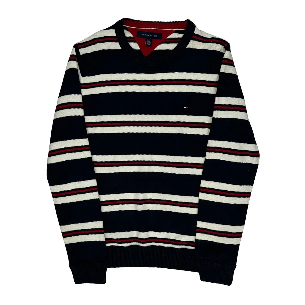 Tommy Hilfiger Striped Jumper - Medium Navy Cotton