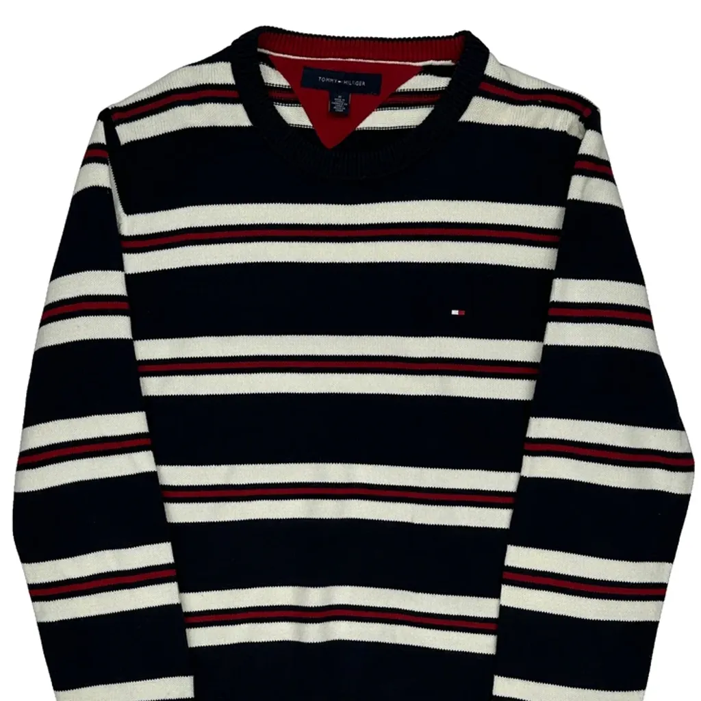 Tommy Hilfiger Striped Jumper - Medium Navy Cotton - Image 4