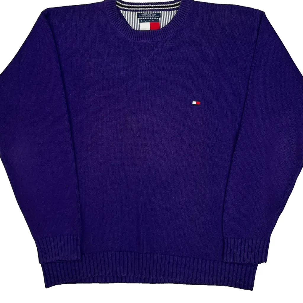 Tommy Hilfiger Jumper - XL Purple Cotton - Image 5